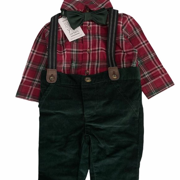 SOLD CARTERS Just One You 3-Pc Special Occasion Plaid Top, Corduroy Pants - Picture 2 of 11